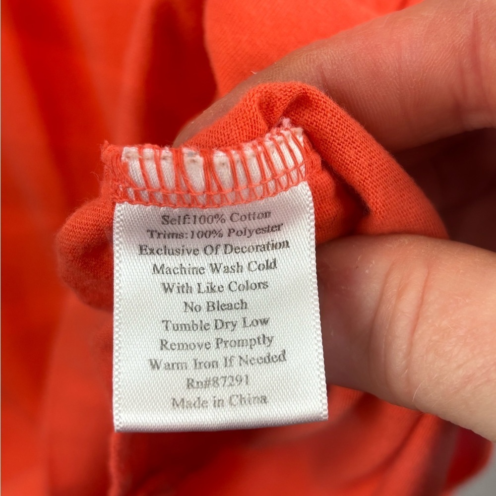Johnny Was Embroidered Soft Orange Tunic Dress Size S Pockets V-neck Floral - Picture 10 of 13